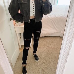 Black Abercrombie skinny ripped jeans